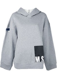 grauer bedruckter Pullover mit einer Kapuze von MSGM