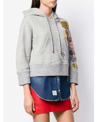 grauer bedruckter Pullover mit einer Kapuze von Dsquared2