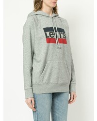 grauer bedruckter Pullover mit einer Kapuze von Levi's