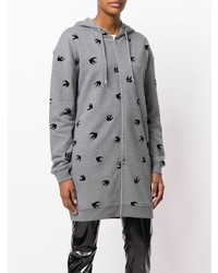 grauer bedruckter Pullover mit einer Kapuze von McQ Alexander McQueen