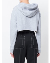 grauer bedruckter Pullover mit einer Kapuze von MSGM