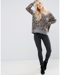 grauer bedruckter Pullover von Asos