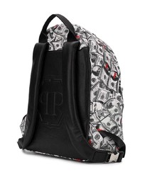 grauer bedruckter Segeltuch Rucksack von Philipp Plein