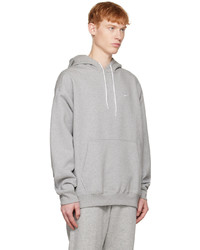 grauer bestickter Fleece-Pullover mit einem Kapuze von Nike