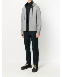 grauer bestickter Pullover mit einem Kapuze von MONCLER GRENOBLE