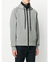 grauer bestickter Pullover mit einem Kapuze von MONCLER GRENOBLE