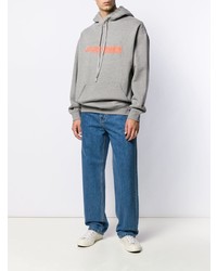 grauer bestickter Pullover mit einem Kapuze von Calvin Klein Jeans Est. 1978