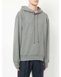 grauer bestickter Pullover mit einem Kapuze von Juun.J