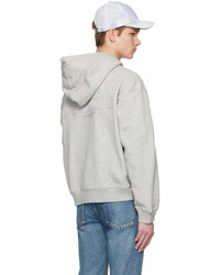 grauer bestickter Pullover mit einem Kapuze von Solid Homme