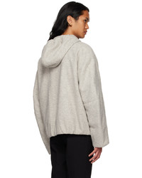 grauer bestickter Pullover mit einem Kapuze von Wooyoungmi