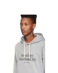 grauer bestickter Pullover mit einem Kapuze von Saturdays Nyc