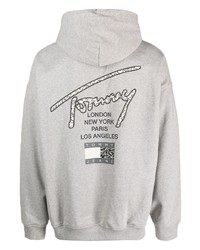 grauer bestickter Pullover mit einem Kapuze von Tommy Jeans