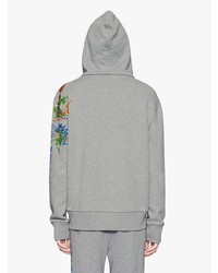 grauer bestickter Pullover mit einem Kapuze von Gucci