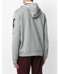 grauer bestickter Pullover mit einem Kapuze von Valentino