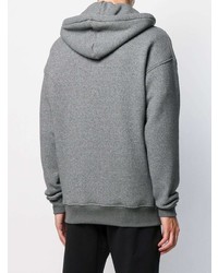 grauer bestickter Pullover mit einem Kapuze von Moschino