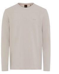 grauer bestickter Pullover mit einem Rundhalsausschnitt von Boss Orange