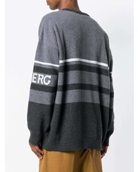 grauer bestickter Pullover mit einem Rundhalsausschnitt von Iceberg