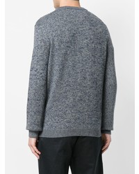 grauer bestickter Pullover mit einem Rundhalsausschnitt von Kenzo