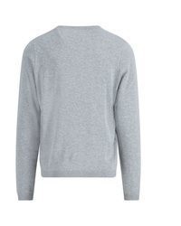 grauer bestickter Pullover mit einem Rundhalsausschnitt von Fynch Hatton