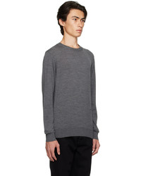 grauer bestickter Pullover mit einem Rundhalsausschnitt von Lanvin