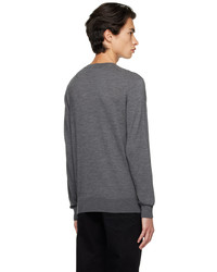 grauer bestickter Pullover mit einem Rundhalsausschnitt von Lanvin