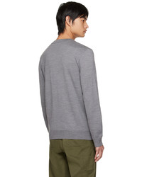 grauer bestickter Pullover mit einem Rundhalsausschnitt von A.P.C.