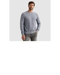 grauer bestickter Pullover mit einem Rundhalsausschnitt von PME LEGEND