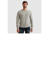 grauer bestickter Pullover mit einem Rundhalsausschnitt von PME LEGEND