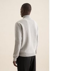 grauer bestickter Pullover mit einem Rundhalsausschnitt von Seidensticker