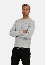grauer bestickter Pullover mit einem Rundhalsausschnitt von U.S. Polo Assn.