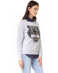 grauer bestickter Pullover von Kenzo