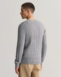 grauer bestickter Strickpullover von Gant