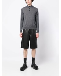 grauer bestickter Wollpolo pullover von Raf Simons