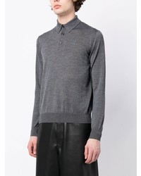 grauer bestickter Wollpolo pullover von Raf Simons