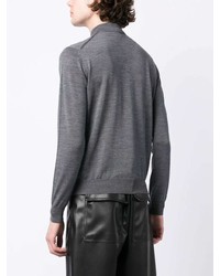 grauer bestickter Wollpolo pullover von Raf Simons