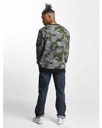 grauer Camouflage Pullover mit einem Rundhalsausschnitt von Thug Life