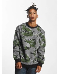 grauer Camouflage Pullover mit einem Rundhalsausschnitt von Thug Life