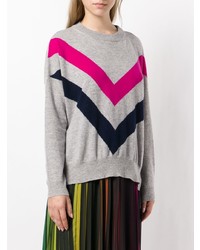 grauer Pullover mit einem Rundhalsausschnitt mit Chevron-Muster von Erika Cavallini