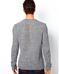 grauer Strickpullover mit Chevron-Muster von Asos