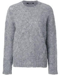 grauer flauschiger Pullover mit einem Rundhalsausschnitt von Neil Barrett
