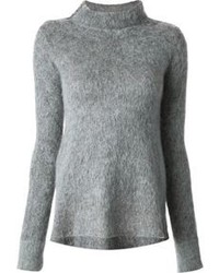 grauer flauschiger Pullover mit einem Rundhalsausschnitt von Stella McCartney