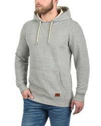 grauer Fleece-Pullover mit einem Kapuze von BLEND