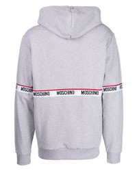 grauer Fleece-Pullover mit einem Kapuze von Moschino