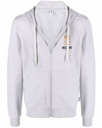 grauer Fleece-Pullover mit einem Kapuze von Moschino