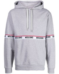 grauer Fleece-Pullover mit einem Kapuze von Moschino