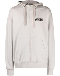 grauer Fleece-Pullover mit einem Kapuze von Moschino