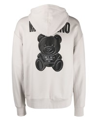 grauer Fleece-Pullover mit einem Kapuze von Moschino