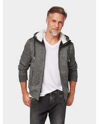 grauer Fleece-Pullover mit einem Kapuze von Tom Tailor