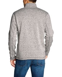 grauer Fleece-Pullover mit einem Reißverschluss am Kragen von Eddie Bauer