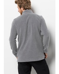 grauer Fleece-Pullover mit einem Reißverschluss am Kragen von Jack Wolfskin